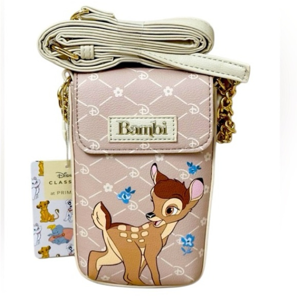Disney Bambi Faux Leather Crossbody Bag Cell Phone Holder NWT